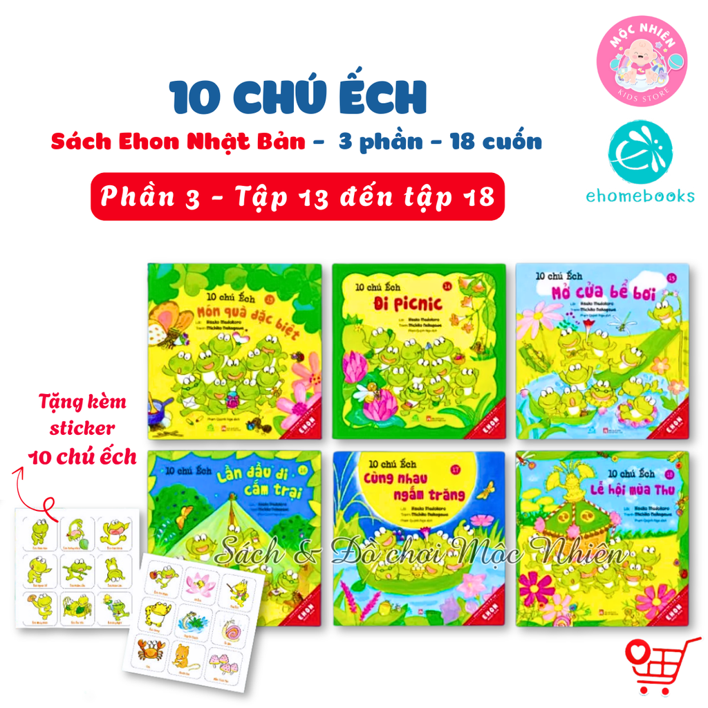Bộ Sách Ehon Cho Bé Từ 3 Đến 6 Tuổi - Mười Chú Ếch (Combo 06 Tập) - Bìa Mềm - Ehomebooks