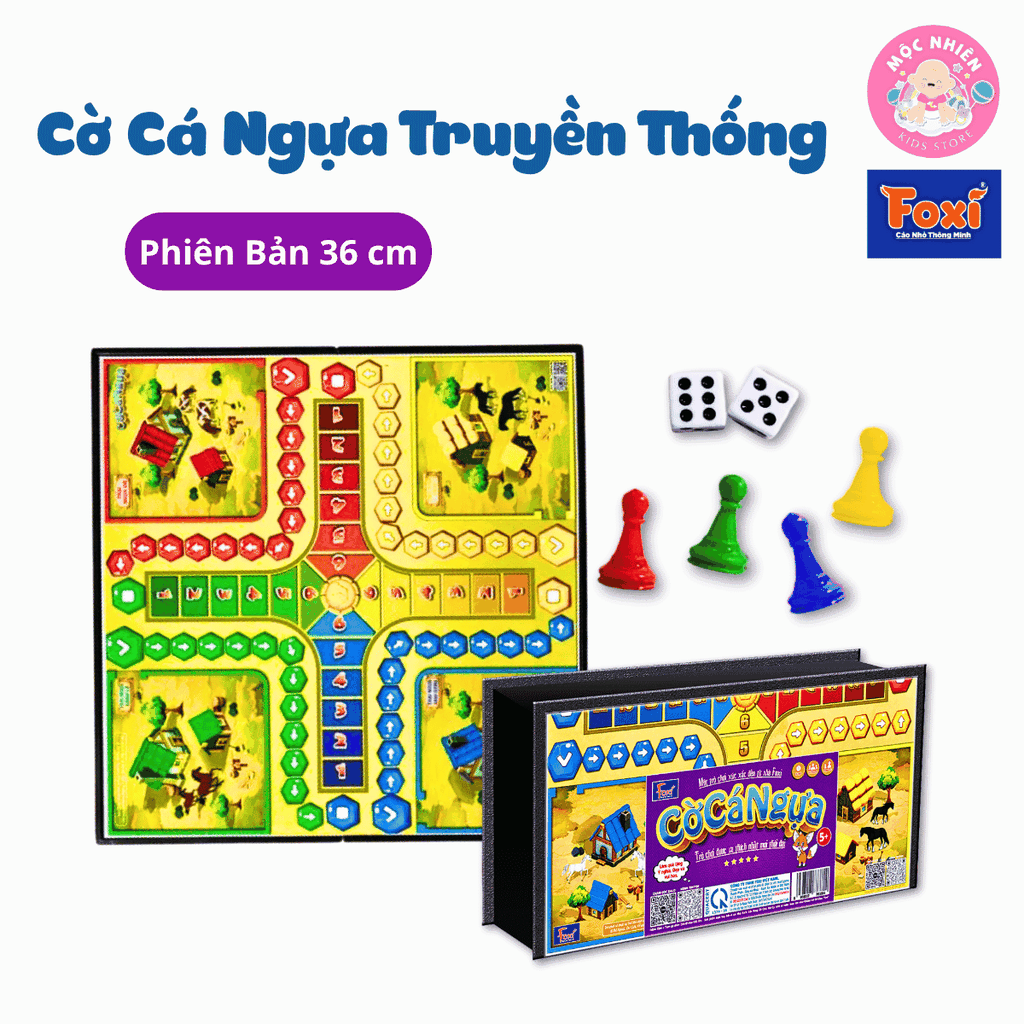 Đồ chơi Cờ Cá Ngựa truyền thống phiên bản KHÔNG có nam châm - Hiệu Foxi