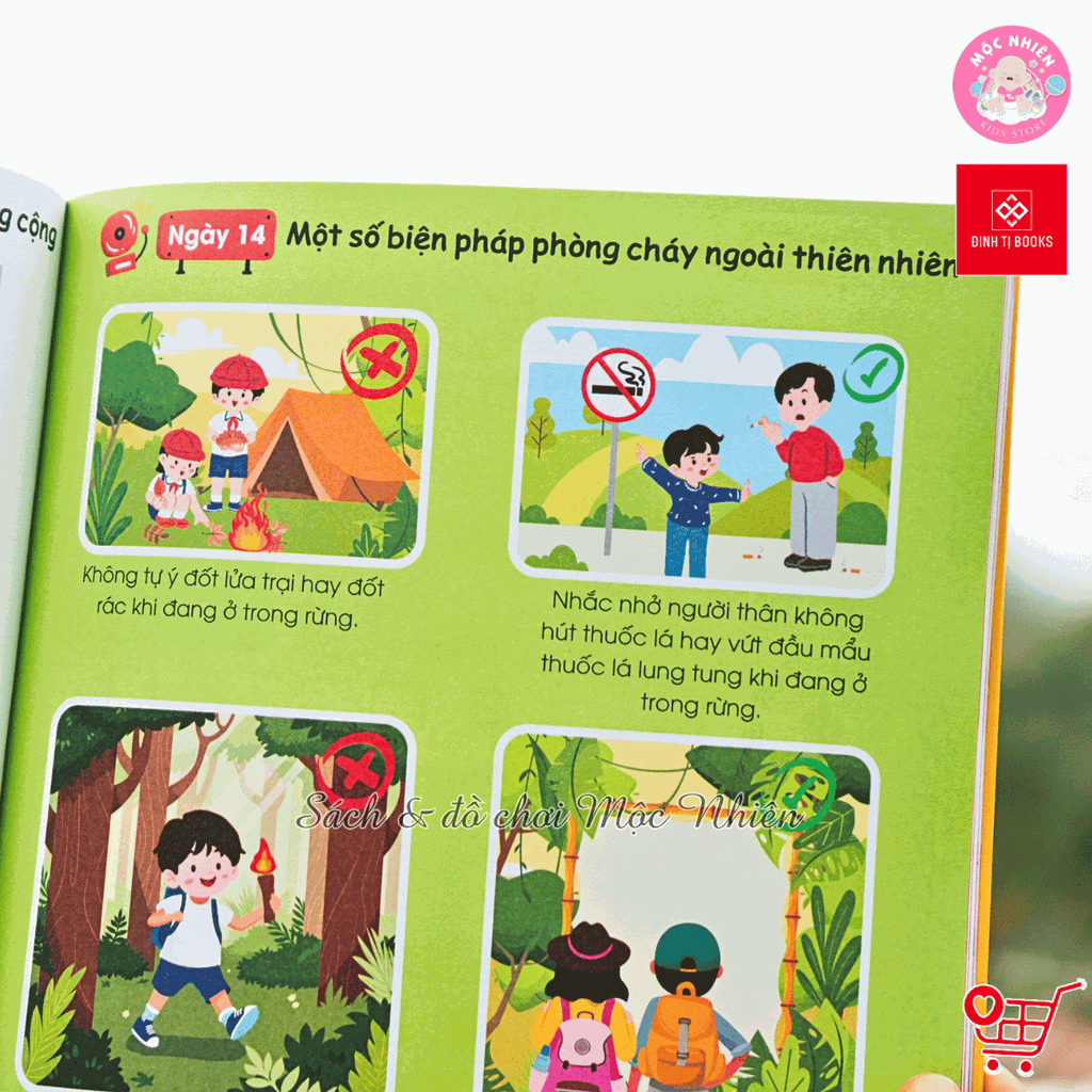 Combo 02 cuốn Sách - 30 ngày cùng em học hiểu về an toàn phòng cháy chữa cháy và đuối nước - Đinh Tị Books