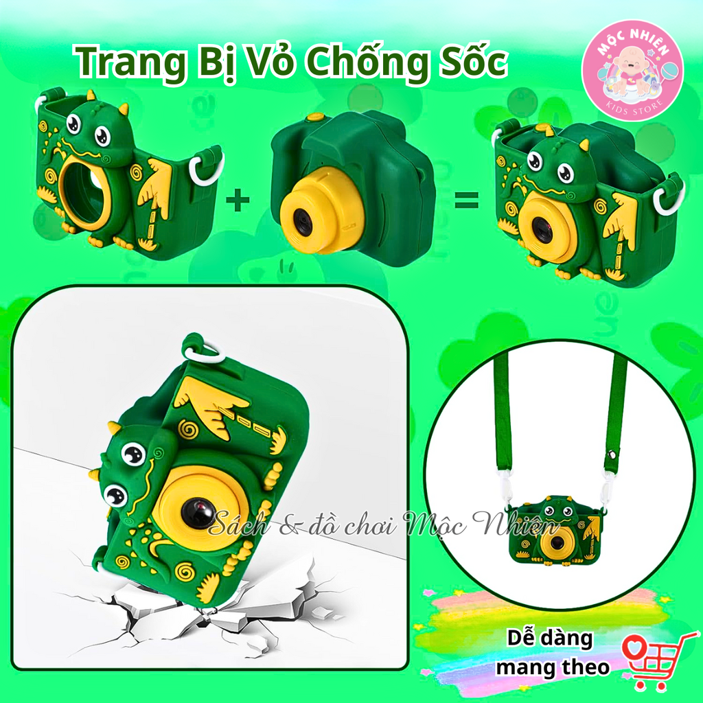 Máy chụp hình Camera - Máy ảnh kỹ thuật số cho bé có tích hợp chơi game (Tặng kèm thẻ nhớ 32GB)