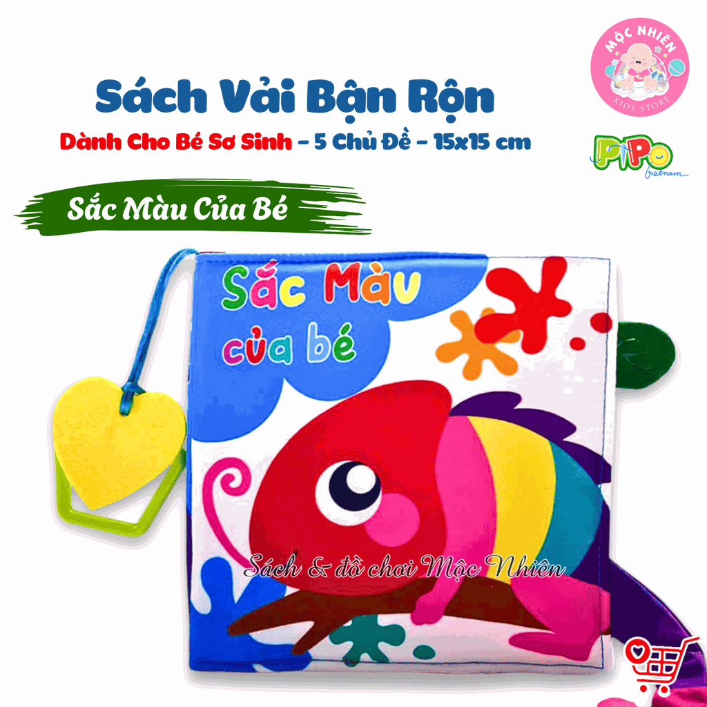 Sách vải tương tác lật mở cho bé nhận biết màu sắc, học chữ, tập đếm, 4 mùa (lẻ cuốn) size cơ bản 15x15 - Pipovietnam