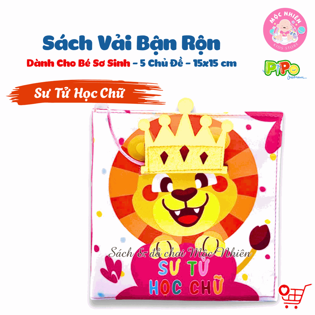 Sách vải tương tác lật mở cho bé nhận biết màu sắc, học chữ, tập đếm, 4 mùa (lẻ cuốn) size cơ bản 15x15 - Pipovietnam
