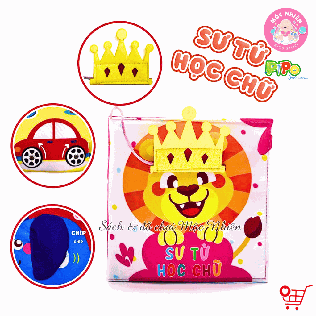 Sách vải tương tác lật mở cho bé nhận biết màu sắc, học chữ, tập đếm, 4 mùa (lẻ cuốn) size cơ bản 15x15 - Pipovietnam