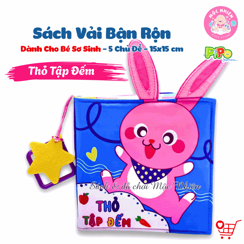 Sách vải tương tác lật mở cho bé nhận biết màu sắc, học chữ, tập đếm, 4 mùa (lẻ cuốn) size cơ bản 15x15 - Pipovietnam