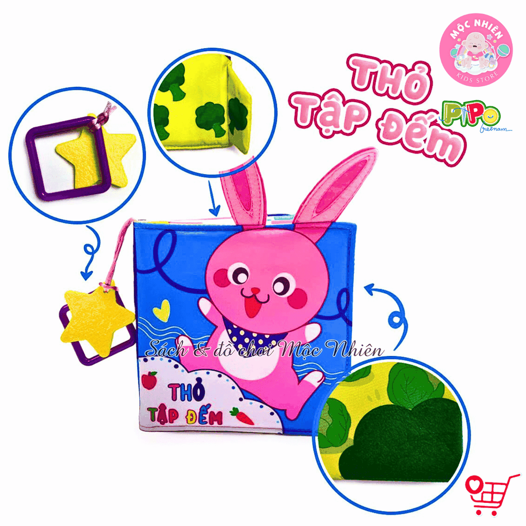 Sách vải tương tác lật mở cho bé nhận biết màu sắc, học chữ, tập đếm, 4 mùa (lẻ cuốn) size cơ bản 15x15 - Pipovietnam