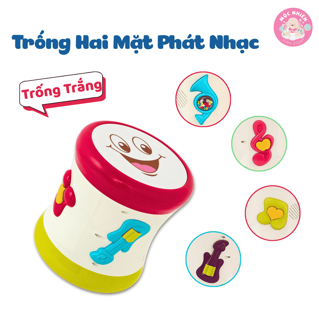 Trống đồ chơi hai mặt phát nhạc cho bé Goodway Drum GW3501C, Đồ Chơi Âm Nhạc An Toàn Cho Bé Từ 12 Tháng Tuổi