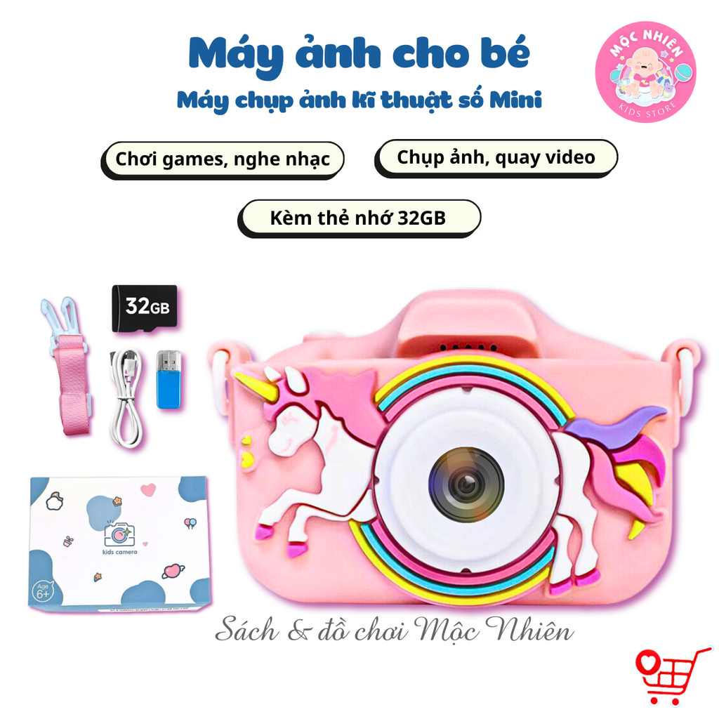 Máy chụp hình Camera - Máy ảnh kỹ thuật số cho bé có tích hợp chơi game (Tặng kèm thẻ nhớ 32GB)