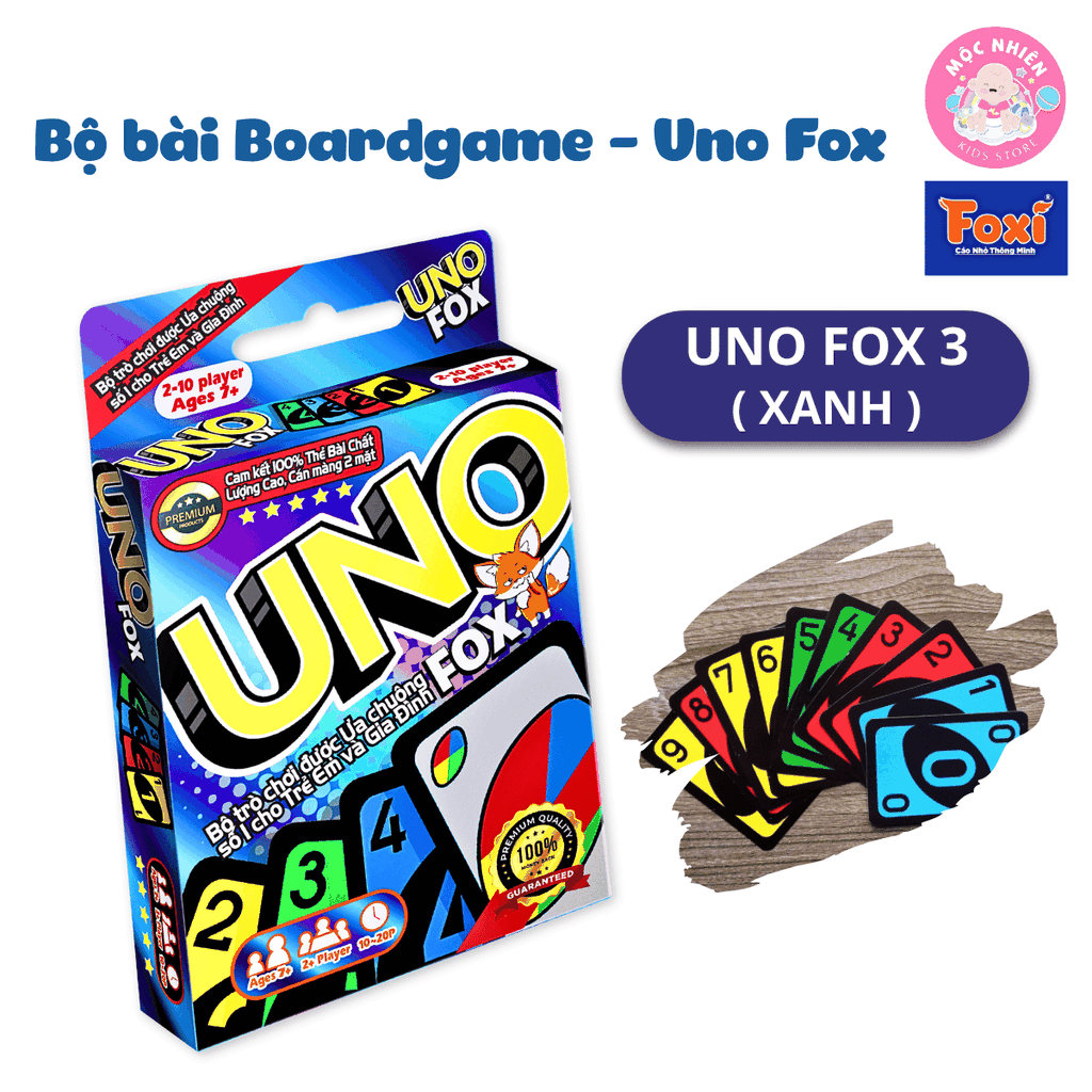 Bộ bài Boardgame - Uno Fox hiệu Foxi - UNO cao cấp-trò chơi thẻ bài siêu hay cuốn hút-gắn kết bạn bè gia đình