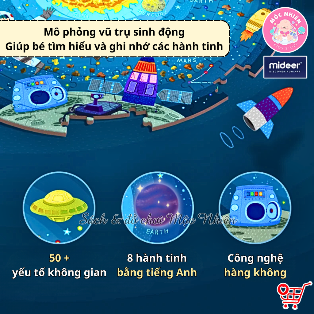 Đồ Chơi Xếp Hình Puzzle MIDEER Dạng Hộp Tròn - 04 Chủ Đề Khu Rừng, Vũ Trụ, Động vật và Đại dương (150 Mảnh Ghép)