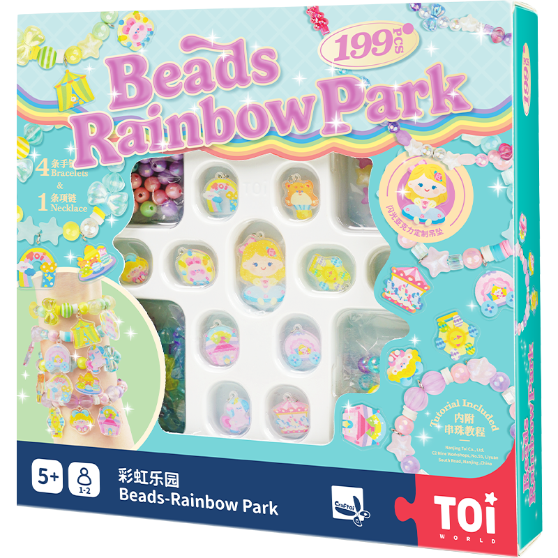Đồ chơi vòng tay charm chính hãng TOI - Vòng tay thủ công cho bé gái DIY 3 chủ đề bé tự xỏ dây luồn hạt