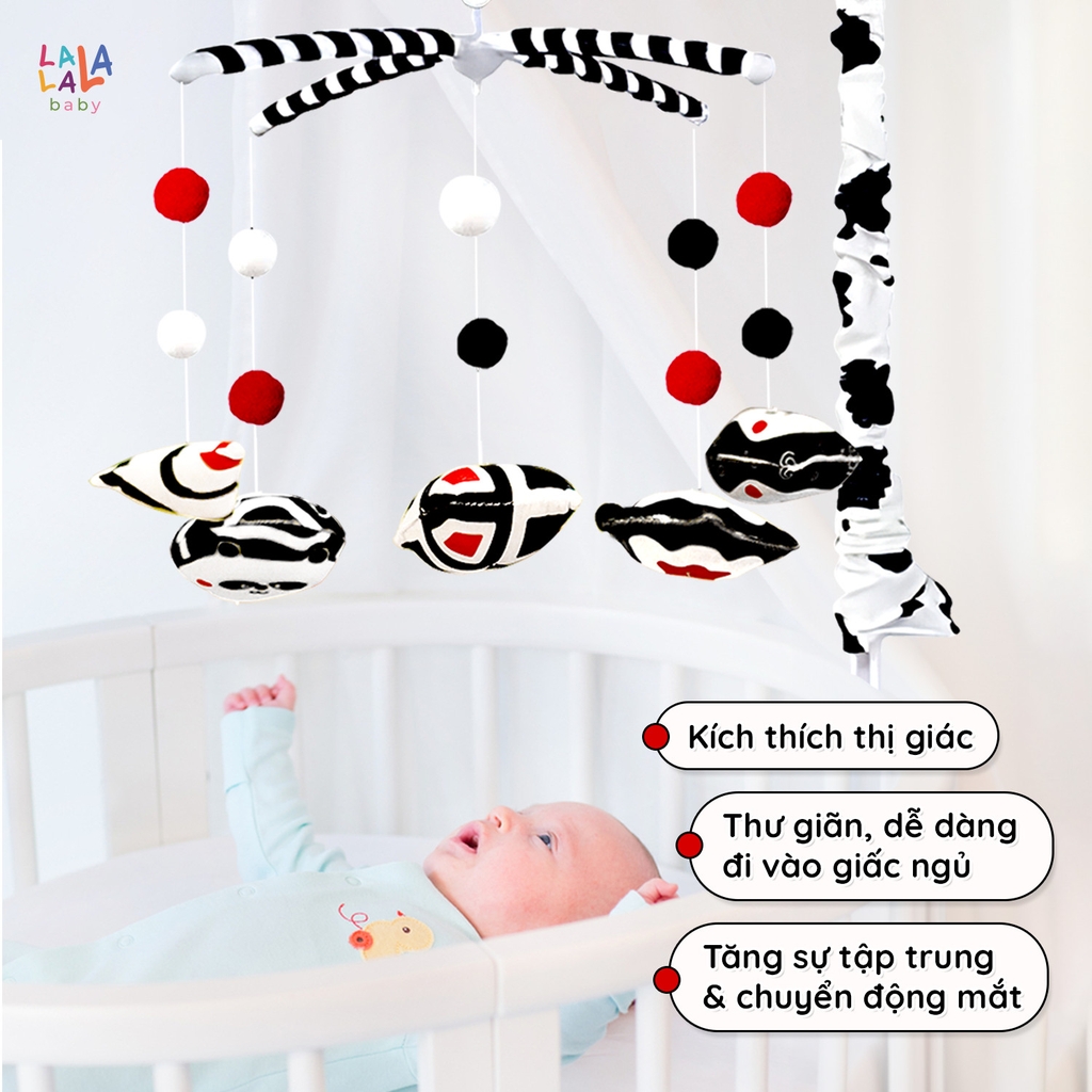 Combo Bộ Đồ chơi Treo Nôi Cũi Tự Động Quay có Phát Nhạc + 2 cục Pin tiểu 2A - Lalala baby