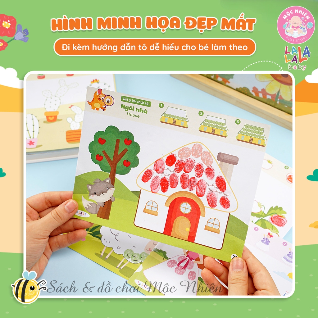 Bộ Tranh Tô Màu Vân Tay Cho Bé - Vân Tay Diệu Kỳ Finger Painting Kèm Màu Vân Tay - Lalala Baby