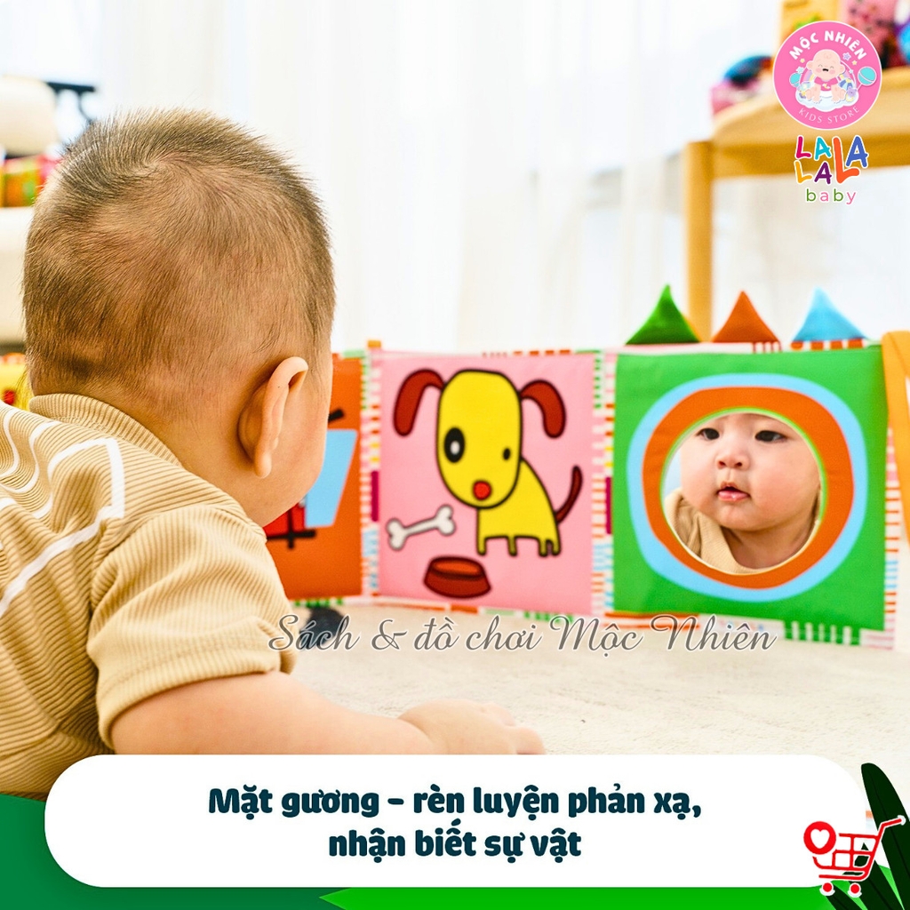 Sách Vải ZicZac Đa Tương Tác Kiêm Đồ Chơi Quây Cũi Kích Thích Thị Giác Cho Trẻ Sơ Sinh (Zigzag Card) - Lalala Baby
