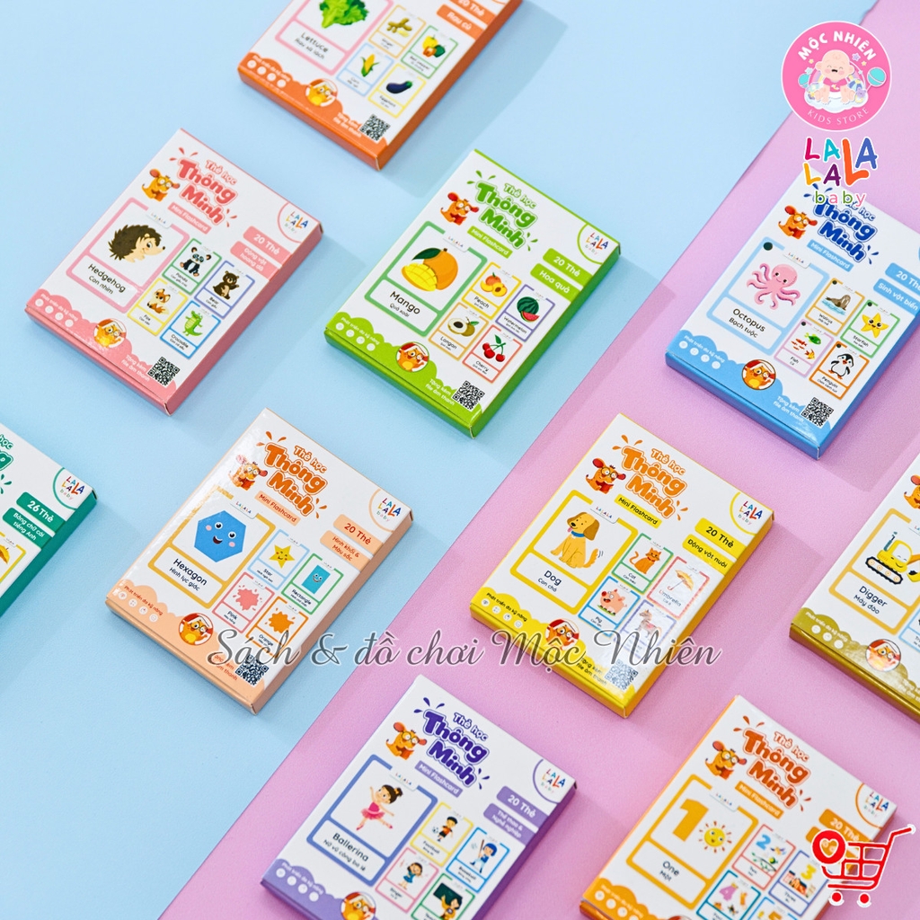 Thẻ học thông minh Mini Flashcard song ngữ Anh - Việt nhiều chủ đề cho bé - thương hiệu Lalala baby