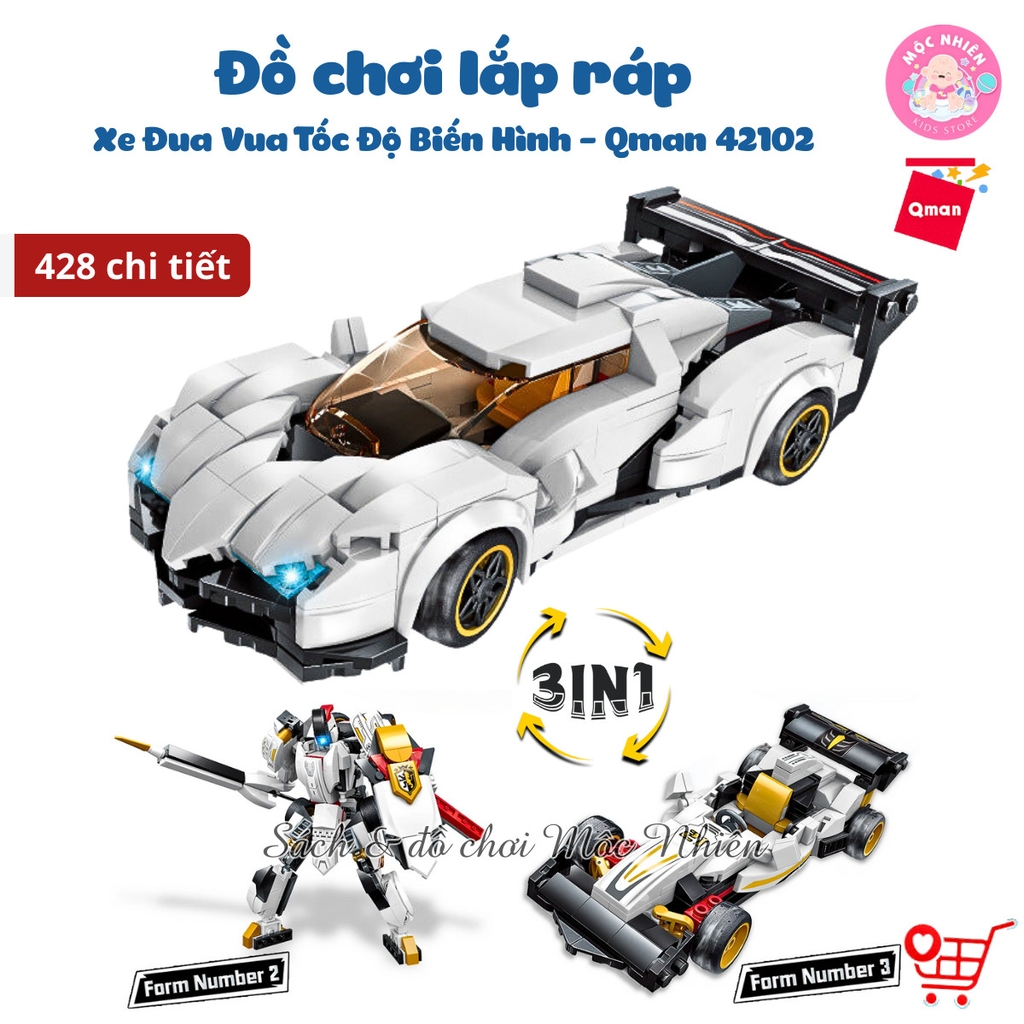 Đồ Chơi Xếp Hình, Lắp Ráp Qman 42102 - Xe Đua Vua Tốc Độ Biến Hình (428 chi tiết)