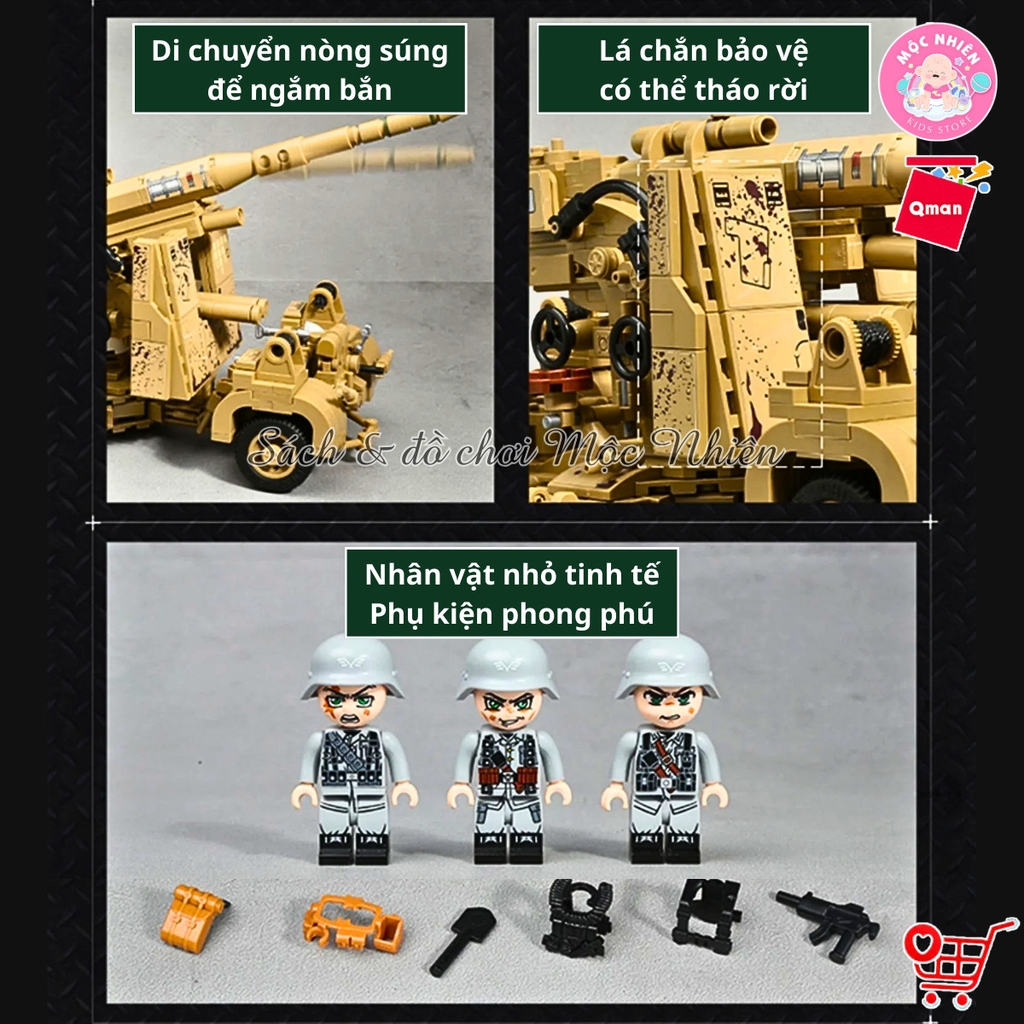 Đồ chơi xếp hình, lắp ráp Qman 21027 - Phòng không (829 mảnh ghép)