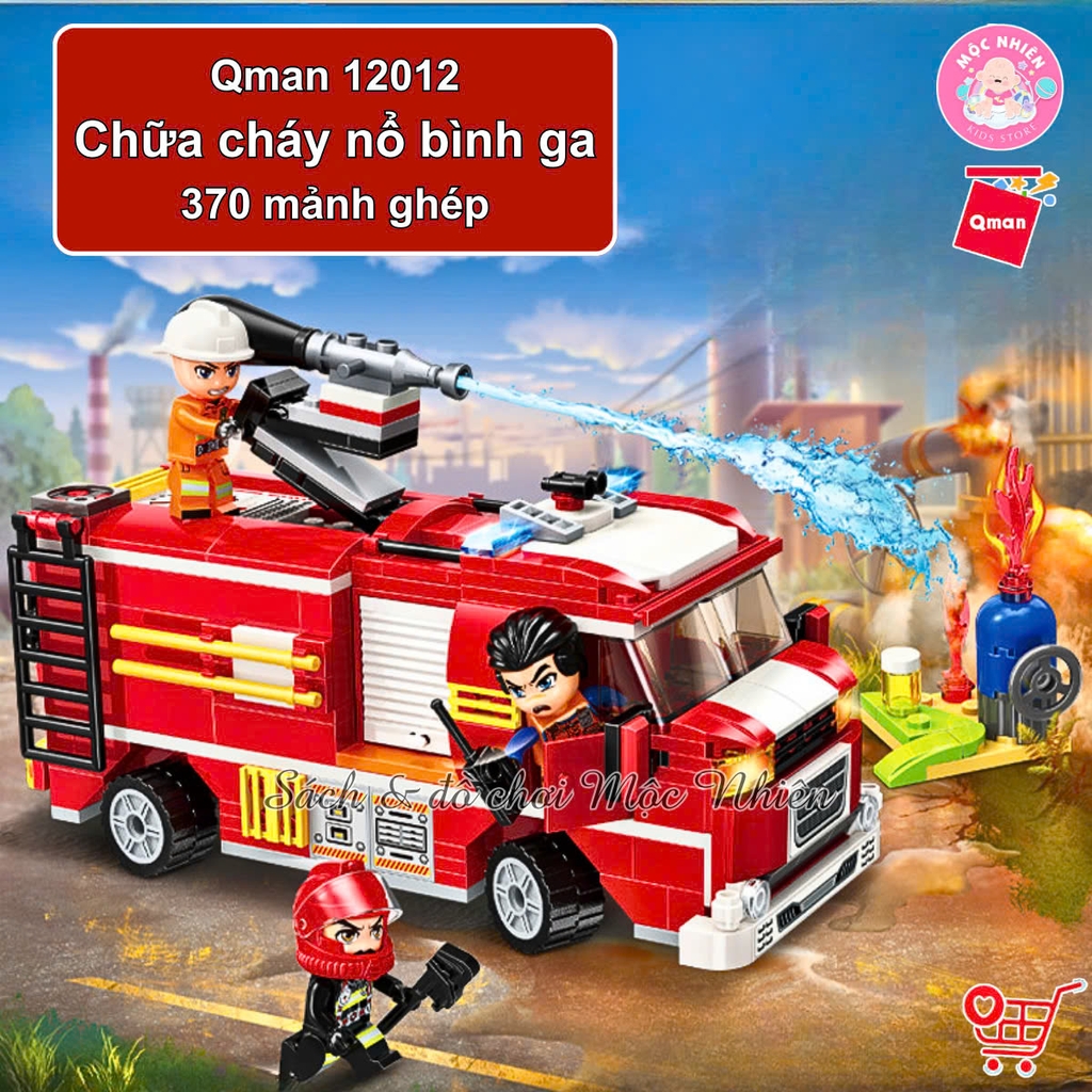 Đồ chơi lắp ráp, xếp hình Qman 12012 - Chữa cháy nổ bình ga (370 mảnh ghép)
