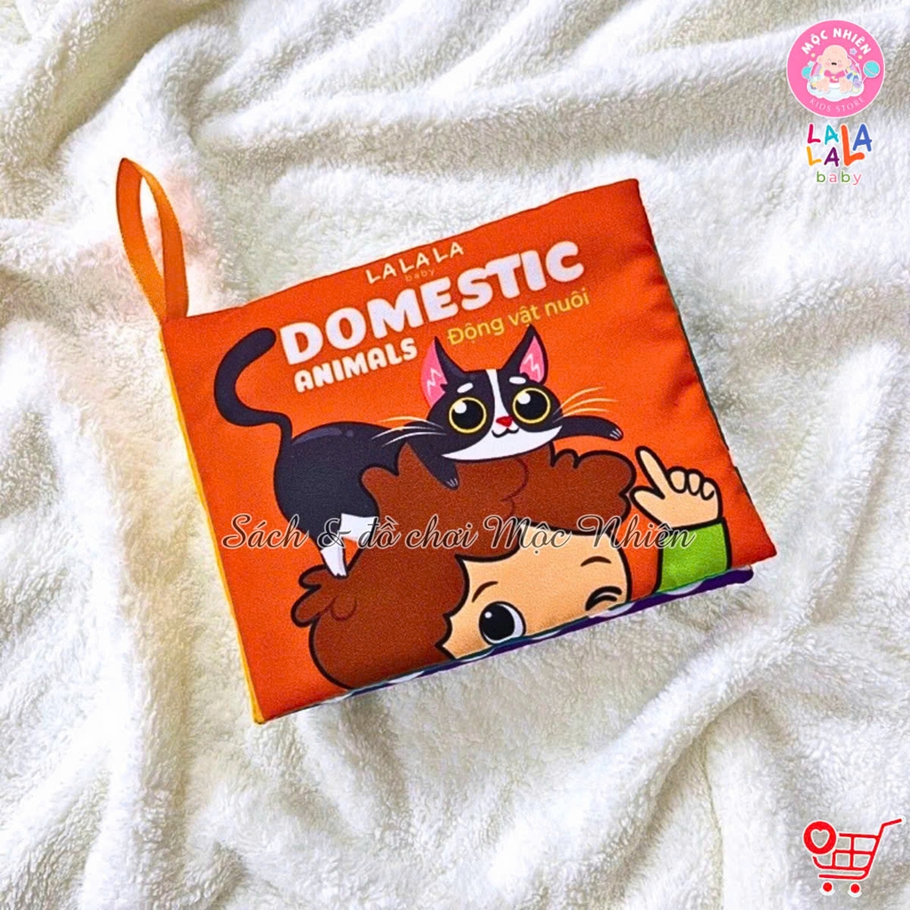 Sách vải mini kích thích thị giác cho bé sơ sinh 0 đến 12 tháng - Thương hiệu Lalala Baby - 8 trang kích thước 12x11 cm