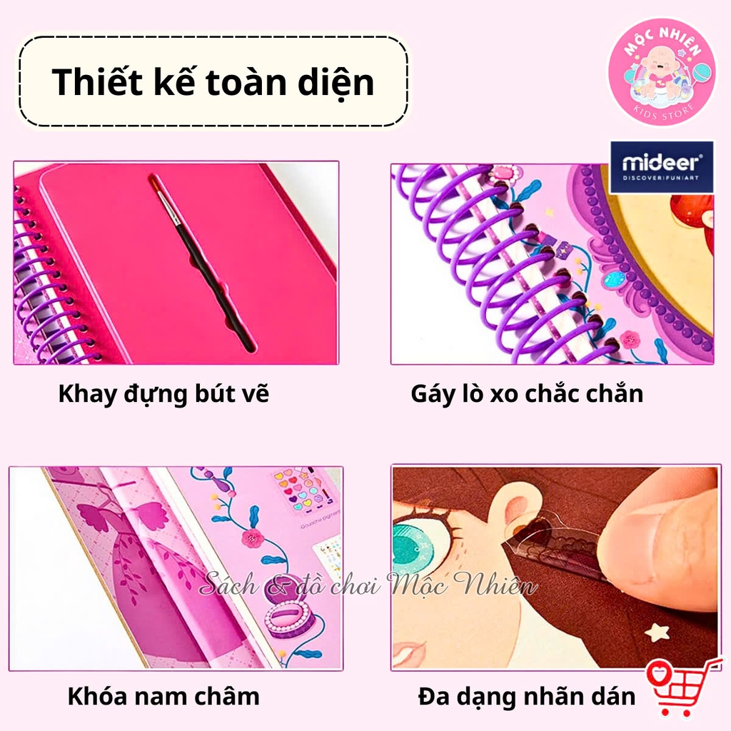 Đồ chơi Sổ Tay Trang Điểm và Tô Màu Nước Công Chúa - Mideer Makeup Manual - Dành cho bé từ 5 tuổi