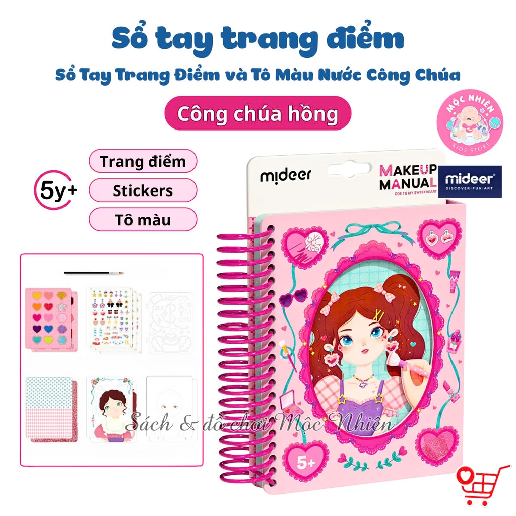 Đồ chơi Sổ Tay Trang Điểm và Tô Màu Nước Công Chúa - Mideer Makeup Manual - Dành cho bé từ 5 tuổi