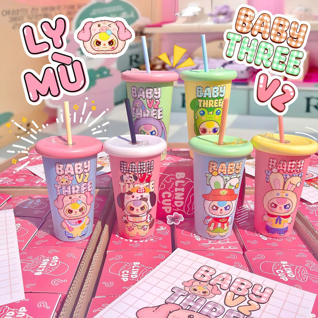 Blindbox Ly mù Baby three phiên bản V2 400% - Túi mù Hộp mù ngẫu nhiên - Ly nhựa mù in 3D nổi