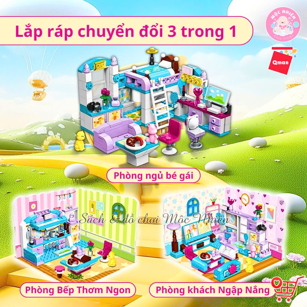 Đồ chơi lắp ráp Qman 4801 - Phòng của bé gái (194 mảnh ghép) - Dành cho bé từ 6 tuổi