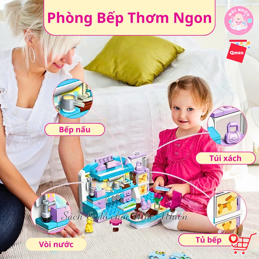 Đồ chơi lắp ráp Qman 4801 - Phòng của bé gái (194 mảnh ghép) - Dành cho bé từ 6 tuổi