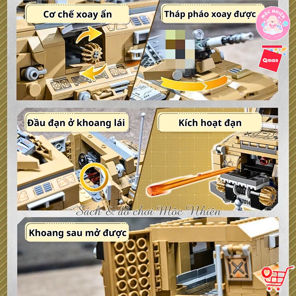 Đồ chơi lắp ráp Qman 22014 - Xe Quân Sự Hạng Nặng (603 Mảnh Ghép) - Dành Cho Bé Trai Trên 6 Tuổi