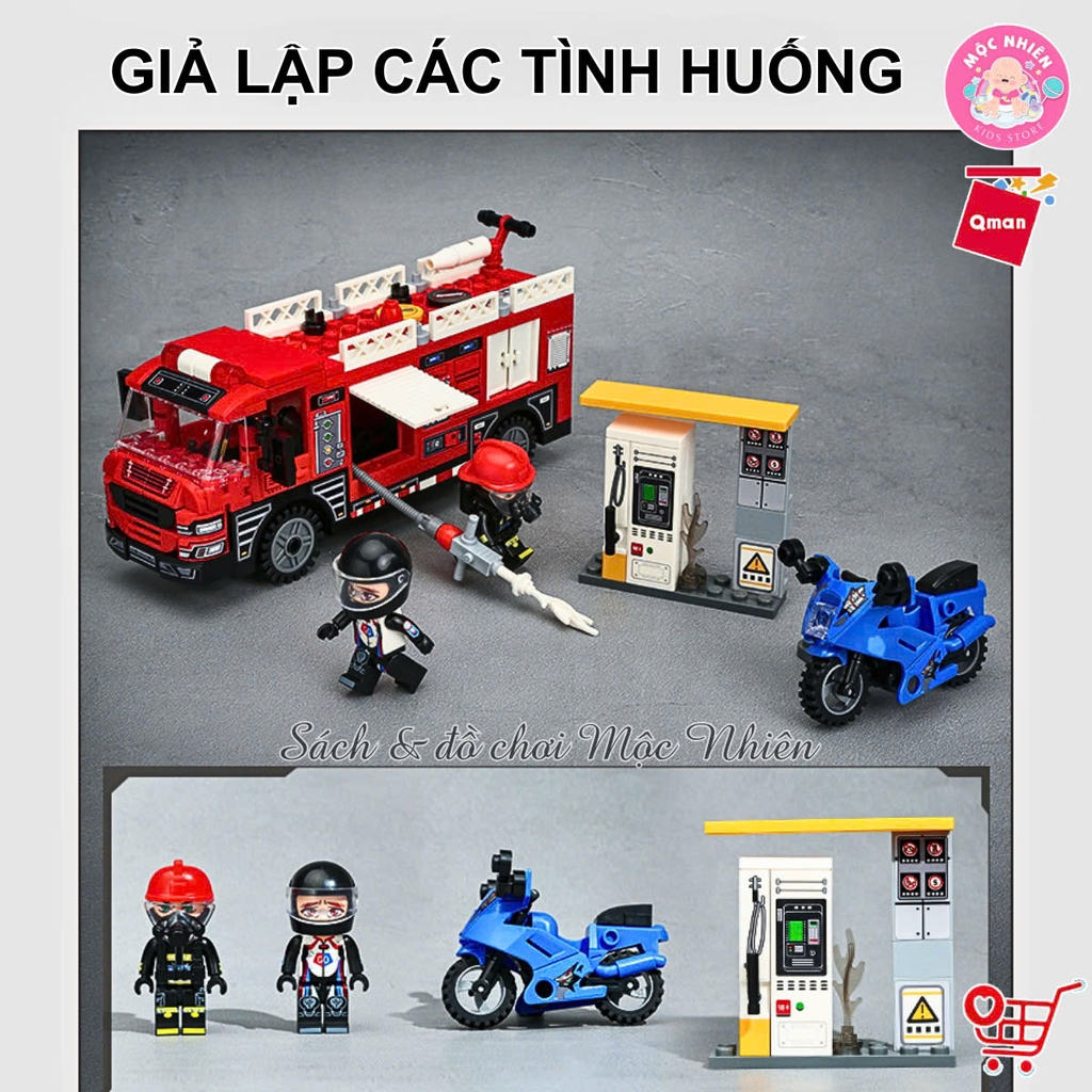 Đồ chơi lắp ráp xếp hình Qman 12022 - Cứu hoả trạm x ăng nhiên liệu (275 chi tiết) - Dành cho bé từ 6 tuổi