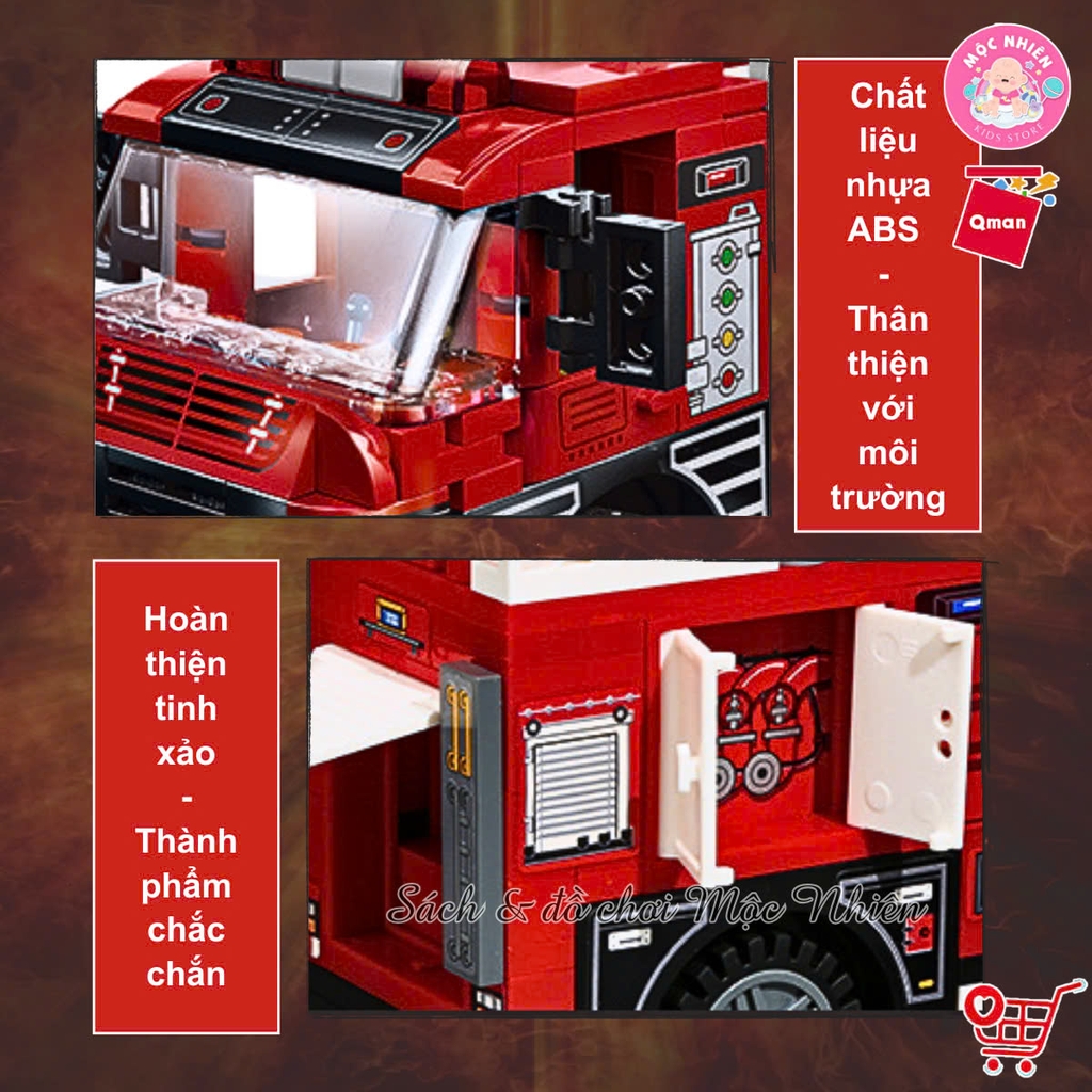 Đồ chơi lắp ráp xếp hình Qman 12022 - Cứu hoả trạm x ăng nhiên liệu (275 chi tiết) - Dành cho bé từ 6 tuổi