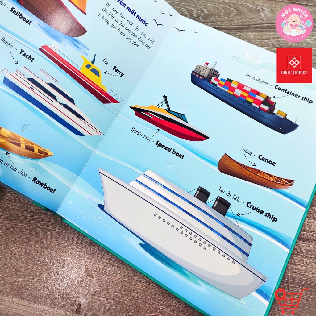 Sách Tương Tác Lật Mở Khám Phá Khổ lớn Lift-The-Flap - First 100 Trucks and things that go - 100 từ đầu tiên về các Phương tiện giao thông - Đinh Tị Books