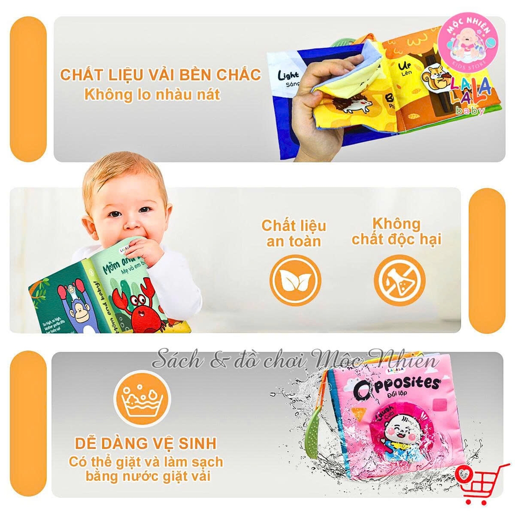 Sách vải Lalalababy ehon tương tác kích thích đa giác quan cho bé sơ sinh