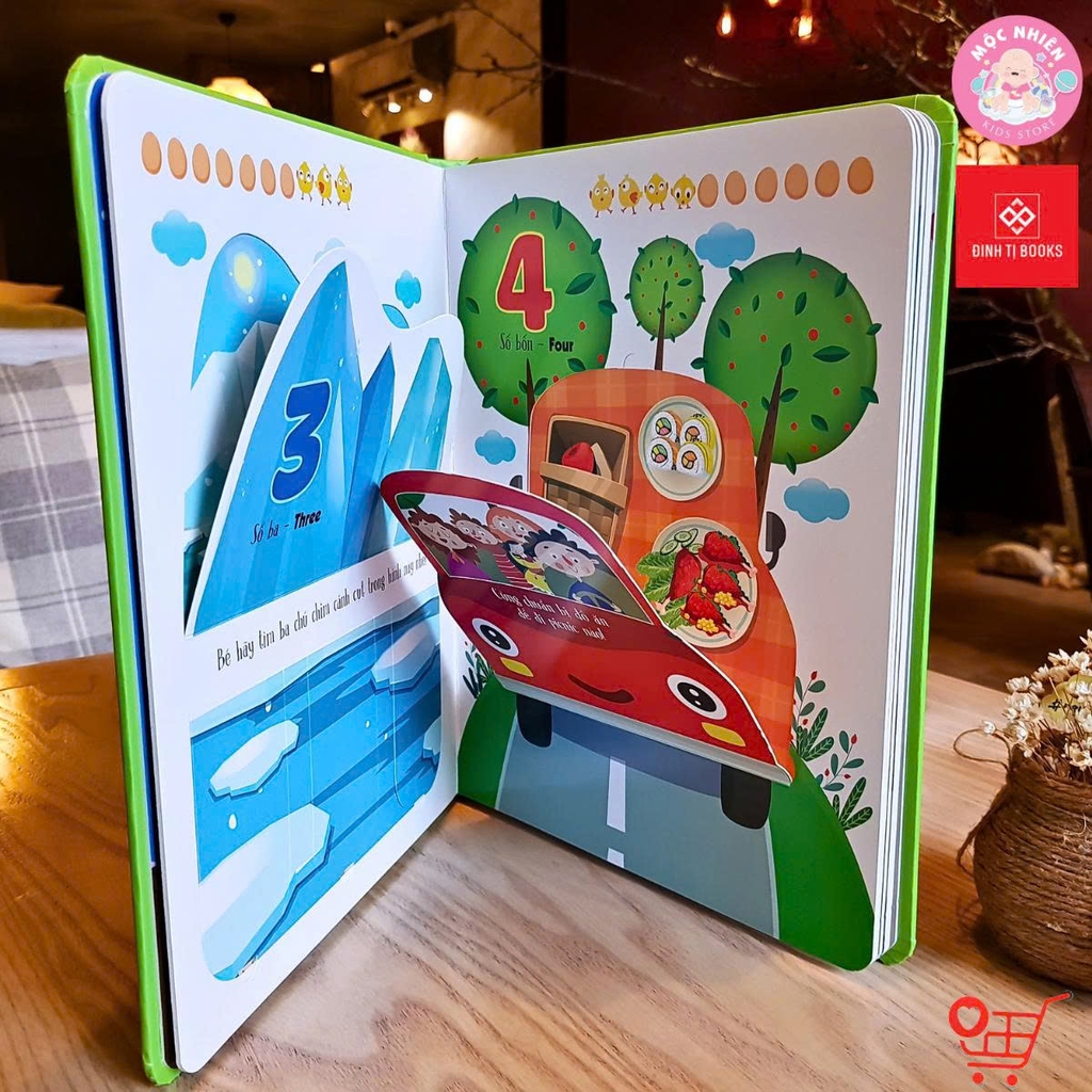 Sách Tương Tác Lật Mở Khám Phá Khổ lớn Lift-The-Flap - First 100 Numbers - 100 số đếm đầu tiên Lift-the-flap - Lật mở khám phá - Cars - Thế giới ô tô - Đinh Tị Books