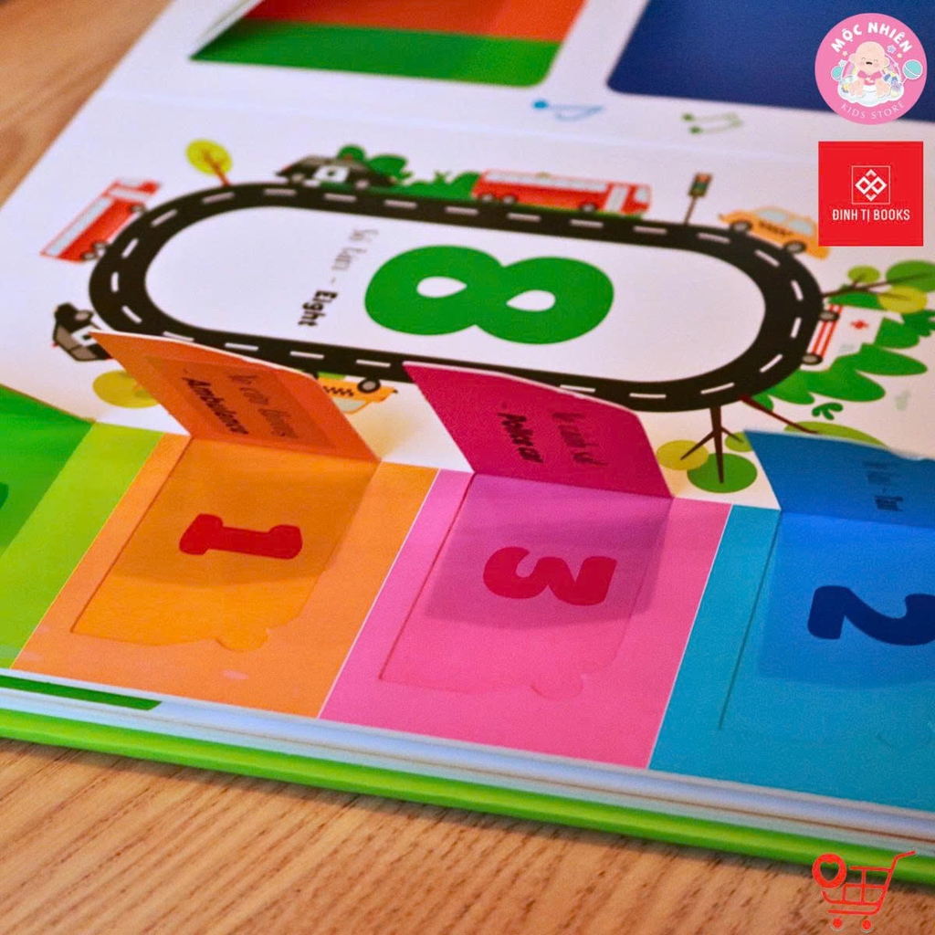 Sách Tương Tác Lật Mở Khám Phá Khổ lớn Lift-The-Flap - First 100 Numbers - 100 số đếm đầu tiên Lift-the-flap - Lật mở khám phá - Cars - Thế giới ô tô - Đinh Tị Books