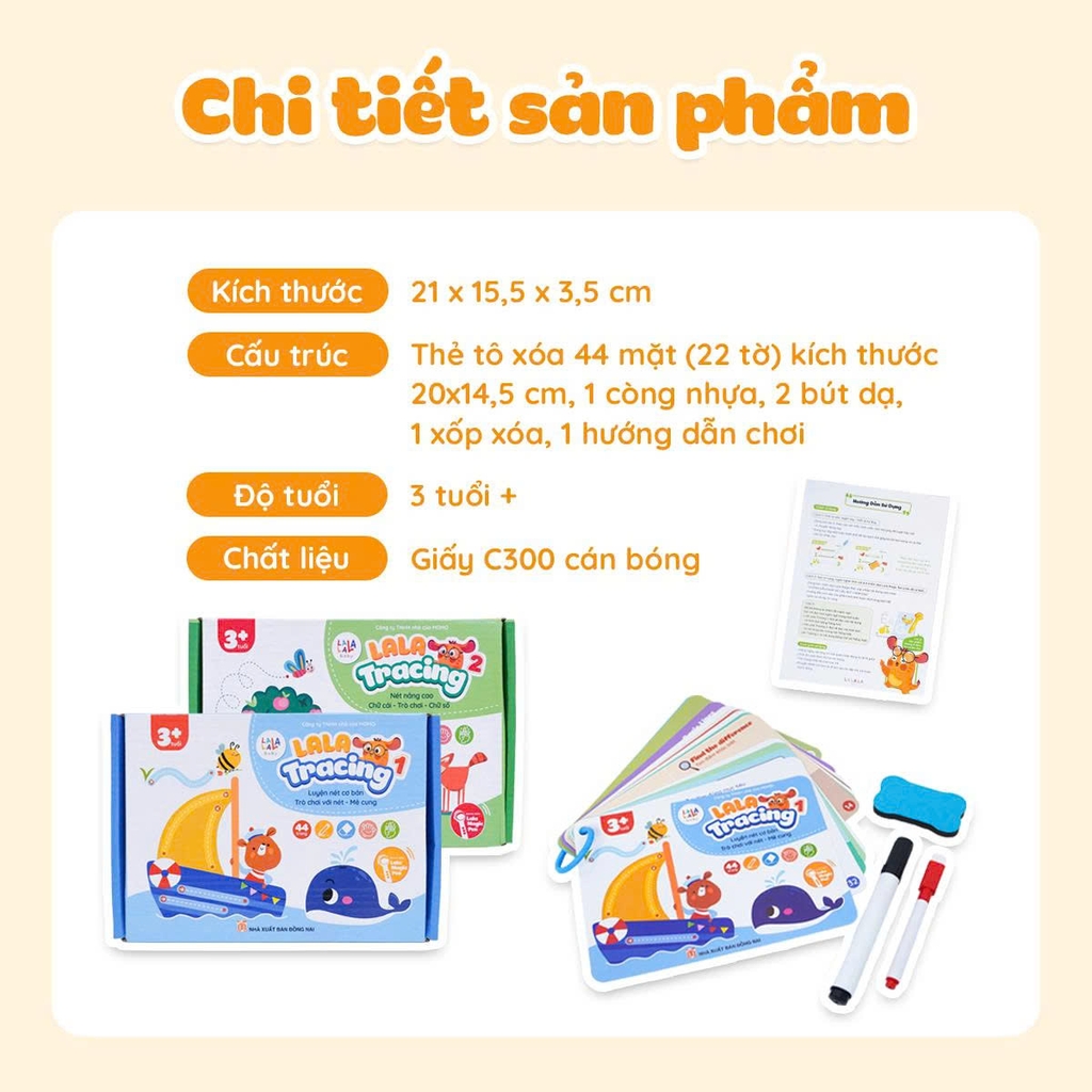 Combo 02 bộ Học liệu tô xóa Lala Tracing Plus - Đồ chơi giấy tô xóa thông minh đồ chơi tô xóa cho bé -Lalala baby