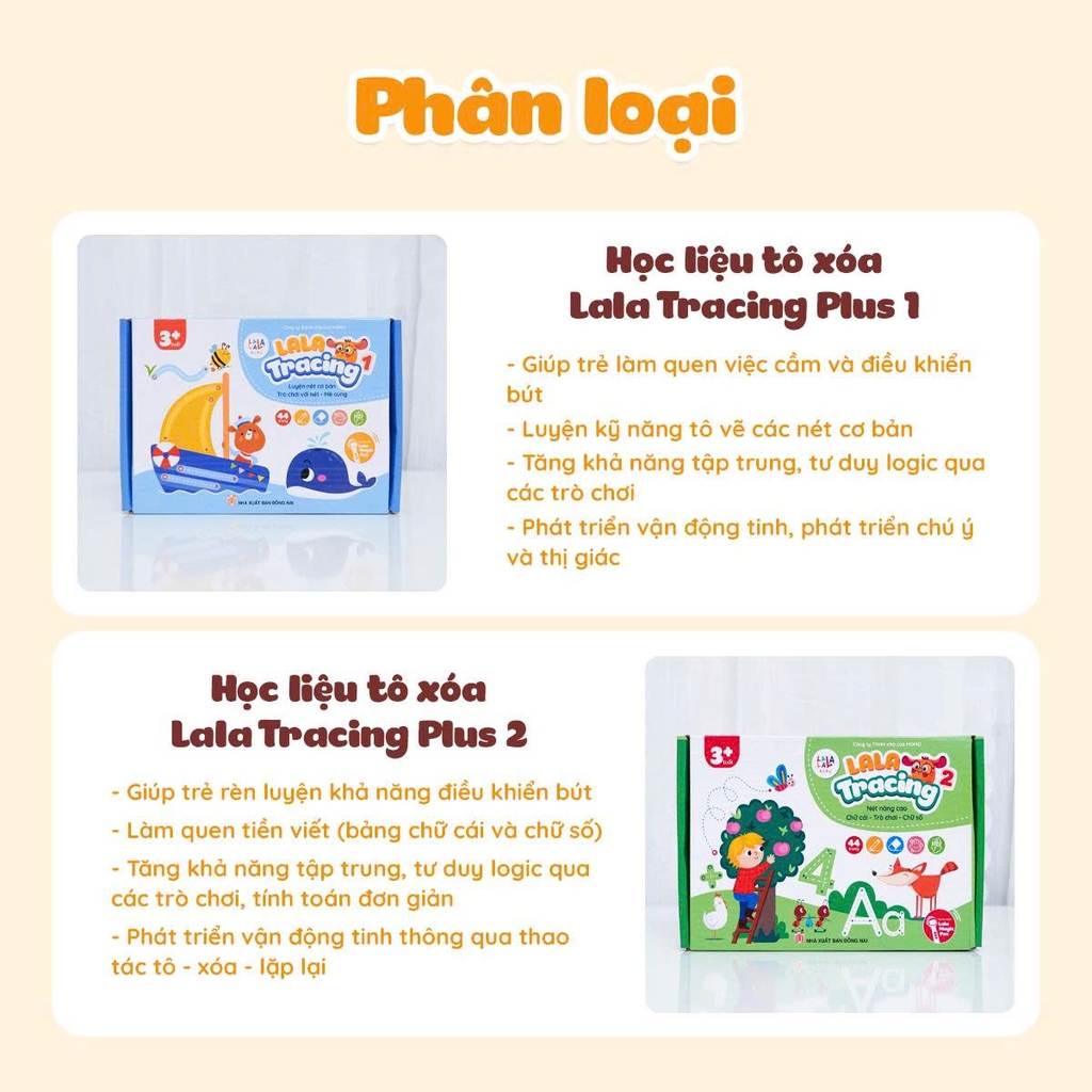 Combo 02 bộ Học liệu tô xóa Lala Tracing Plus - Đồ chơi giấy tô xóa thông minh đồ chơi tô xóa cho bé -Lalala baby