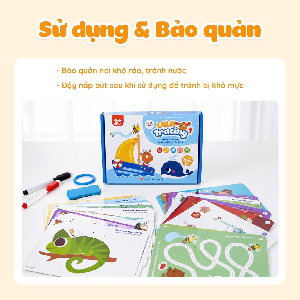 Học liệu tô xóa Lala Tracing Plus - Đồ chơi giấy tô xóa thông minh đồ chơi tô xóa cho bé -Lalala baby