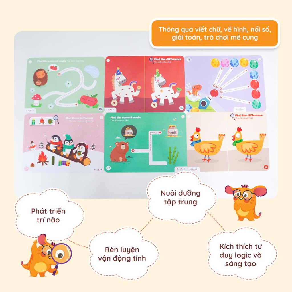 Học liệu tô xóa Lala Tracing Plus - Đồ chơi giấy tô xóa thông minh đồ chơi tô xóa cho bé -Lalala baby