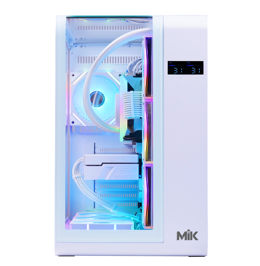VỎ CASE MIK BARBATOS ATX BLACK / WHITE (LCD DIGITAL) AIO 360