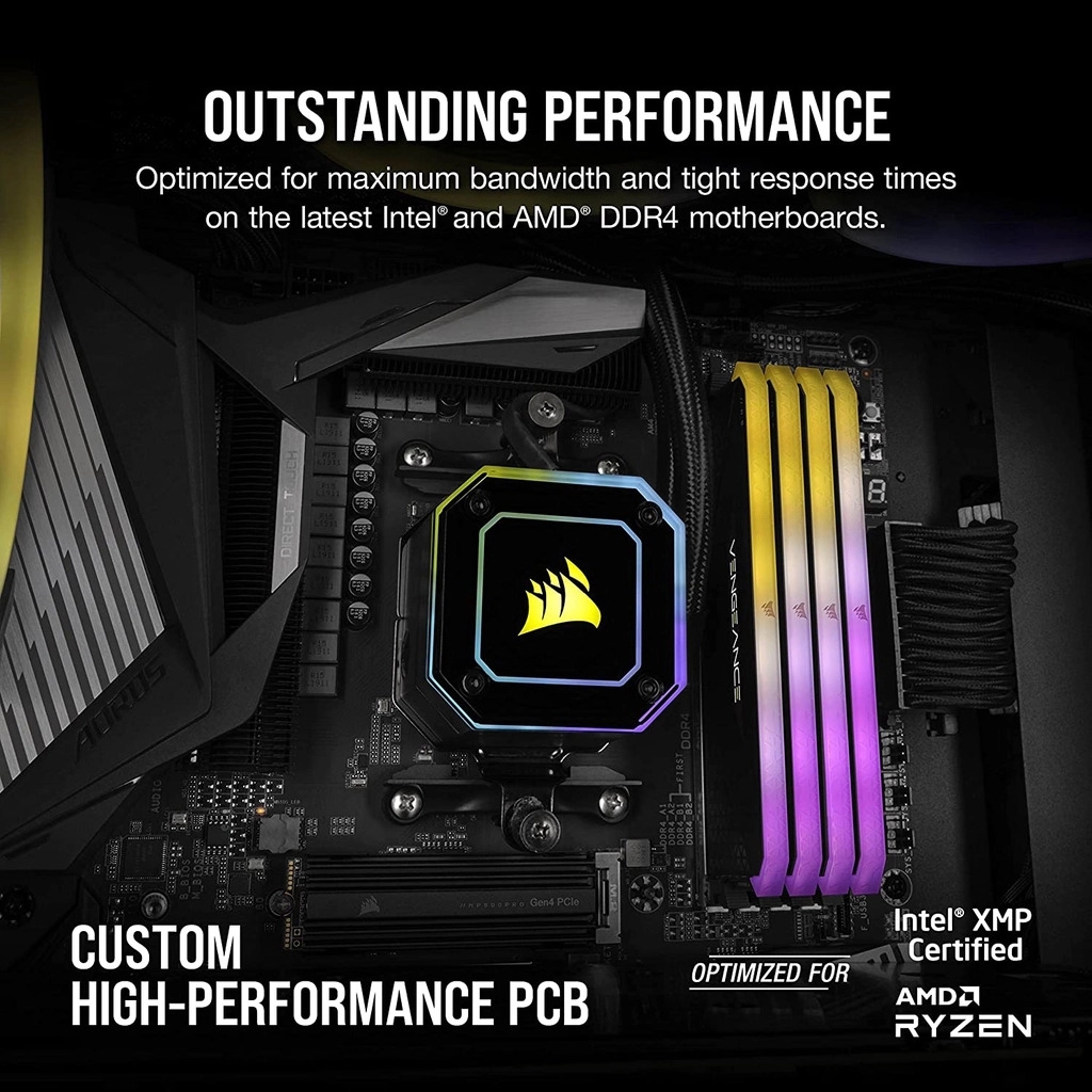Ram Corsair DDR4, 3600MHz 64GB 2x32GB DIMM, XMP 2.0, Vengeance RGB RS, RGB LED, 1.35V (CMG64GX4M2D3600C18)