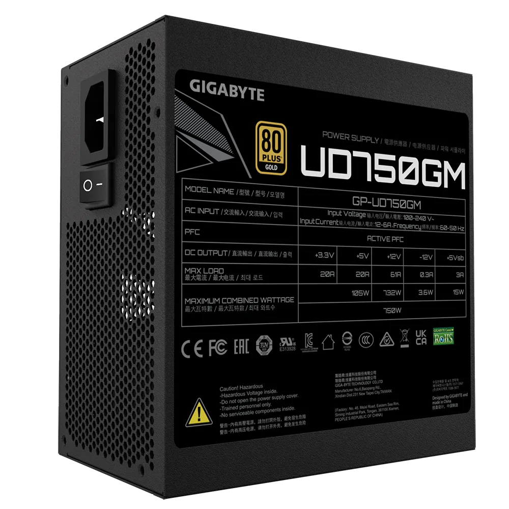 Nguồn GIGABYTE GP-UD750GM - 80 Plus Gold - Full Modular