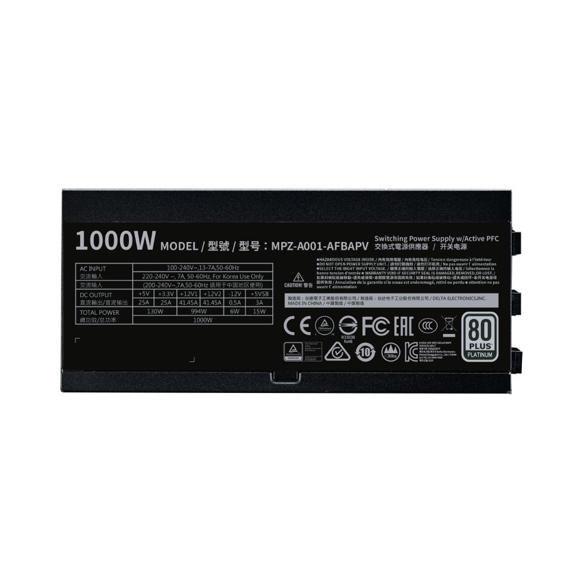 Nguồn máy tính CoolerMaster V1000 - 80 Plus Platinum - Full Modular (1000W)