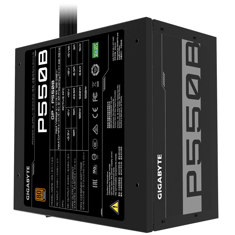 Nguồn máy tính GIGABYTE P550B - 80 Plus Bronze (550W)
