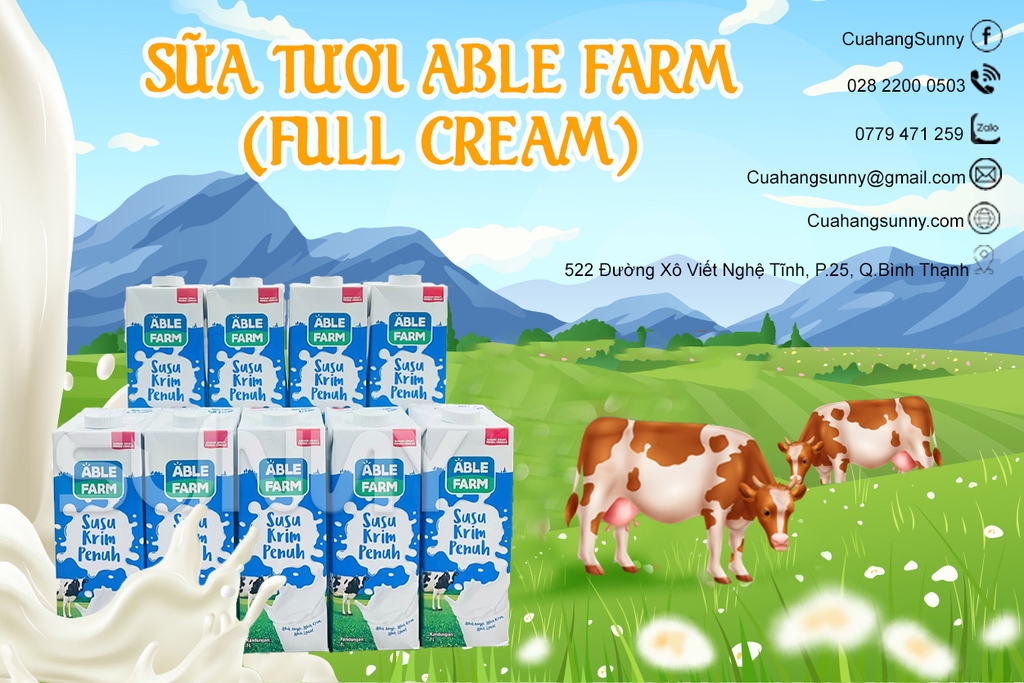 SỮA TƯƠI ABLE FARM ( FULL CREAM ) | THÙNG 12 HỘP