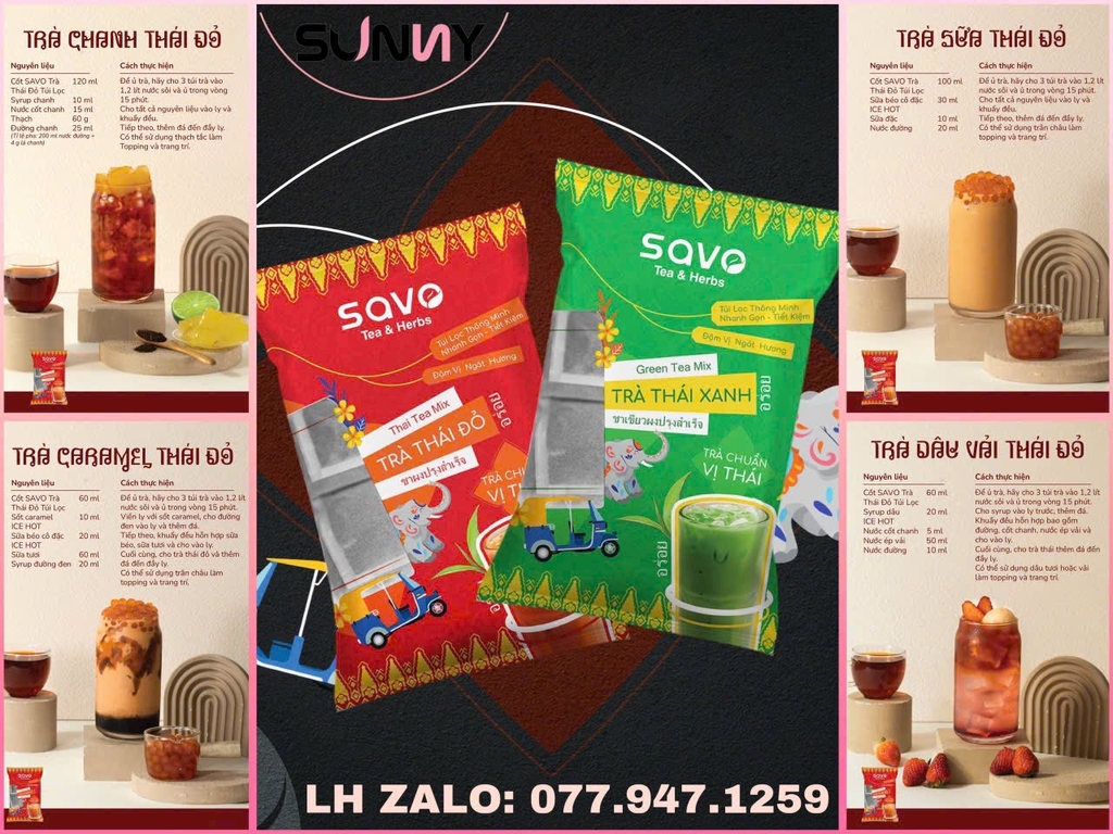 TRÀ THÁI ĐỎ SAVO ( TÚI LỌC ) | THÙNG 20 GÓI