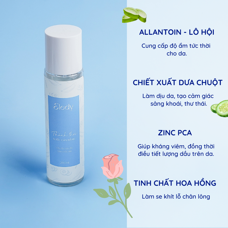 Nước cân bằng Thảnh Thơi ELEDY - Cân bằng pH, se khít lỗ chân lông cho mọi loại da