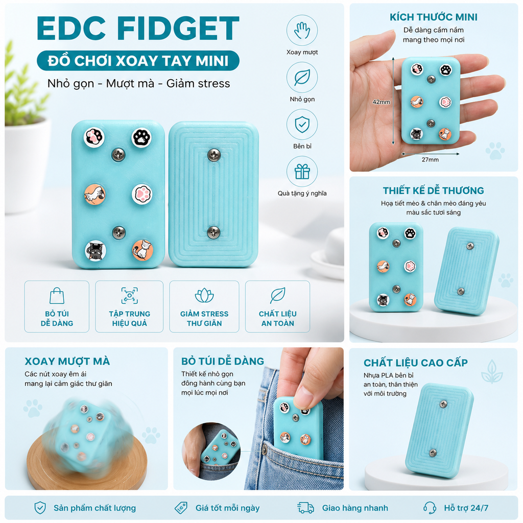 EDC Freehand CHUNEDC 6x8 Phiên bản GLOW – SMOOTH BEGINNER dạ quang, phát sáng trong đêm