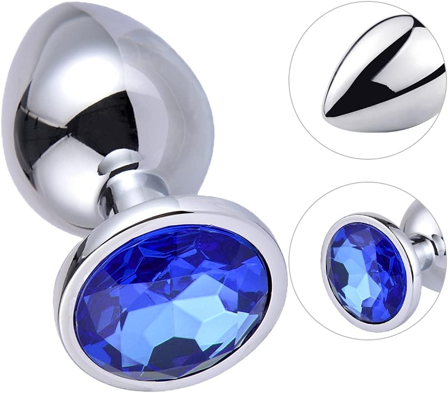 Phích cắm hậu môn inox gắn đá (nhiều màu) - Stainless Metal Jewelry Butt Plug