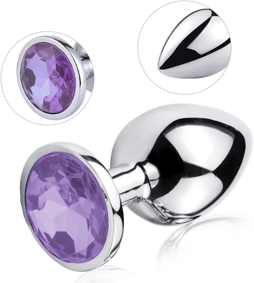 Phích cắm hậu môn inox gắn đá (nhiều màu) - Stainless Metal Jewelry Butt Plug