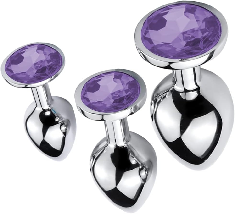 Phích cắm hậu môn inox gắn đá (nhiều màu) - Stainless Metal Jewelry Butt Plug